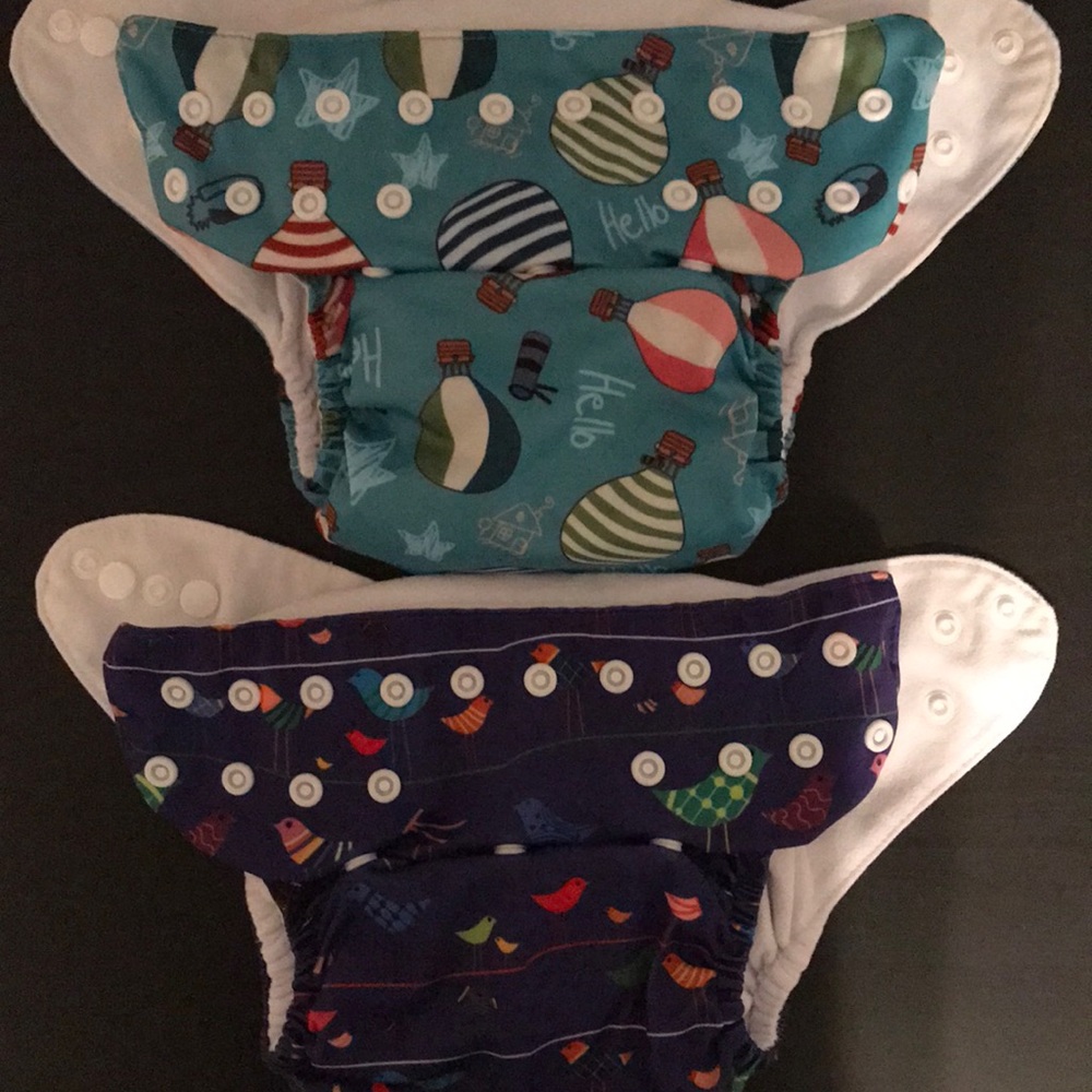 2 pack Alva Pocket One Size Cloth Diapers + insert